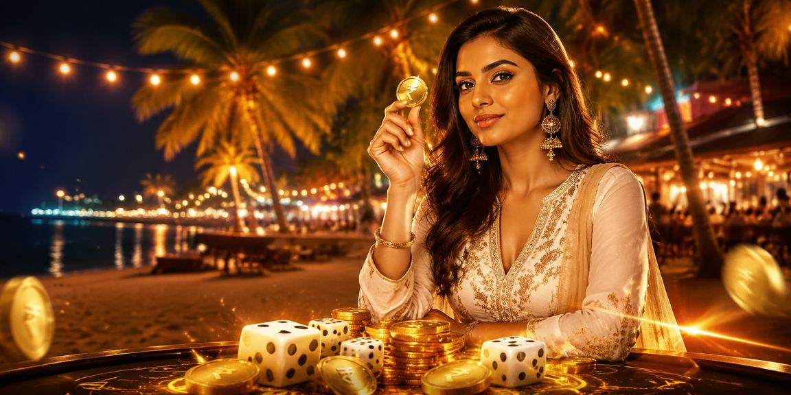 Dice game scene with traditional Indian attire and vibrant atmosphere